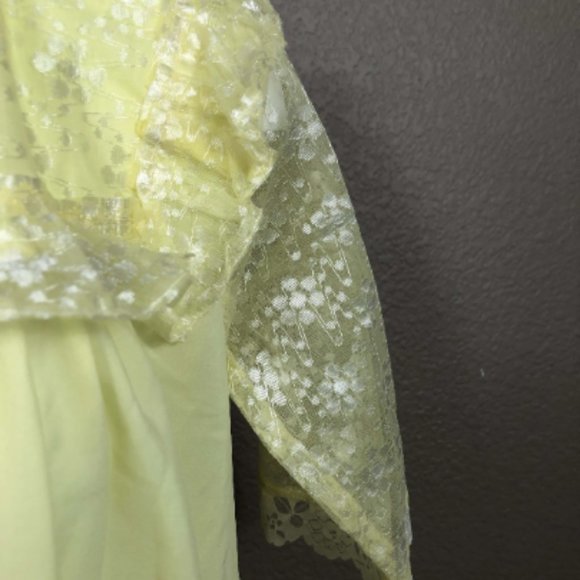 Vintage Bright Yellow Lace Trimmed Cotton Robe Sz M Pre-owned Fashion - Picture 2 of 5